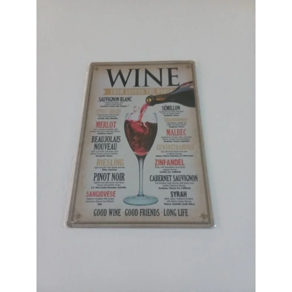 Wine From Around The World Retro Vintage Tin Sign 8 X 12 (159)